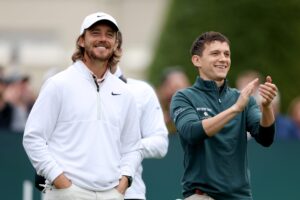 Read more about the article Tommy Fleetwood’s son, dressed as Spider-Man, meets Tom Holland, Marvel’s Spider-Man, at BMW PGA Championship