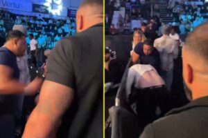 Read more about the article Boxing fan ‘banned’ after landing sucker punch in brutal crowd fight before main event even started