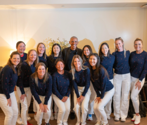 Read more about the article Former President Barack Obama visits United States Solheim Cup team before biennial bash