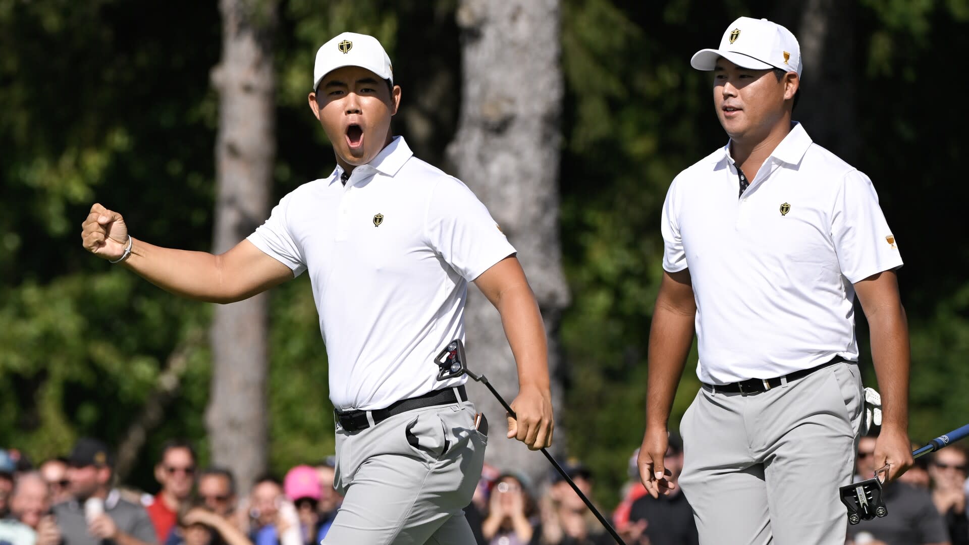 You are currently viewing Tom Kim, Si Woo Kim bring all the emotion in fourballs win Saturday at Presidents Cup