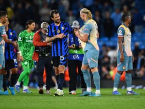 Read more about the article Erling Haaland tells Inter Milan player to ‘f*** off’ in light-hearted post-match chat