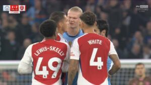 Read more about the article Mikel Arteta gushes over Myles Lewis-Skelly’s ‘special character’ following heated Erling Haaland altercation