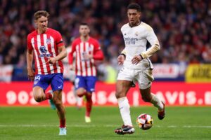 Read more about the article How to watch Atletico Madrid vs Real Madrid for FREE as Mbappe misses out but England stars Gallagher and Bellingham break 95-year record