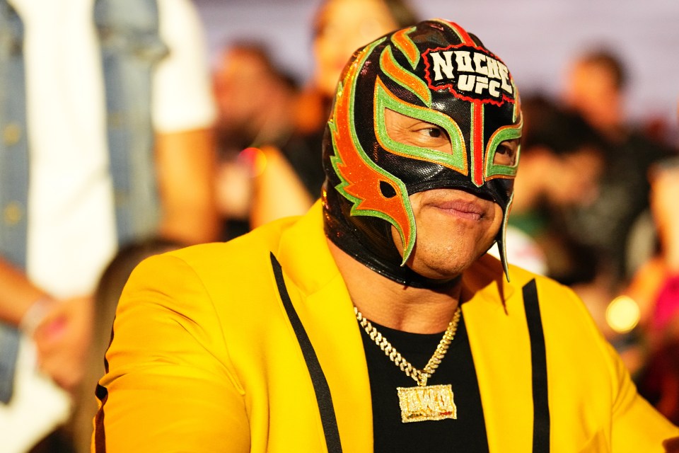 You are currently viewing ‘I’m honoured’ – WWE legend Rey Mysterio takes off custom-made mask and gifts it to Dana White at UFC 306