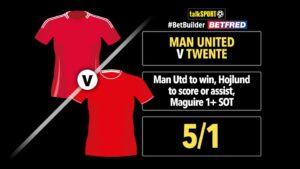 Read more about the article Man United vs Twente 5/1 Bet builder: Man Utd to win, Hojlund score/assist, Maguire 1+ SOT