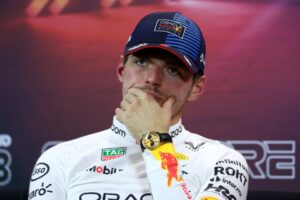 Read more about the article Max Verstappen stages press conference protest which could land him in more FIA hot water