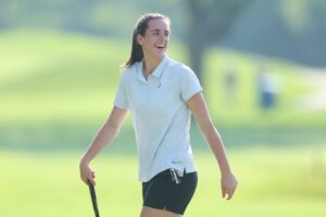 Read more about the article Watch: Caitlin Clark comes close to a hole-in-one, celebrates on the tee box