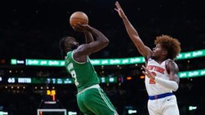 Read more about the article Knicks’ defense takes ‘punch in the mouth’ in lopsided opening-night loss to Celtics