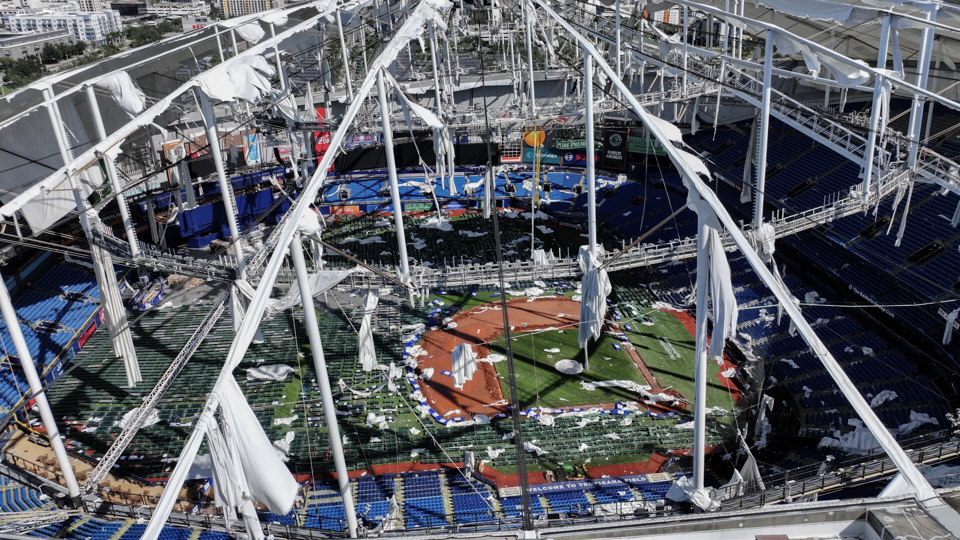 You are currently viewing Rays say it may take ‘weeks’ to fully assess damage at Tropicana Field, after Milton struck region