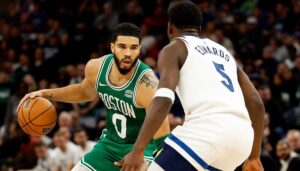 Read more about the article Anthony Edwards trash talks Jayson Tatum in ‘Starting 5′ clip