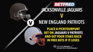 Read more about the article NFL London betting offer: Place a PickYourPunt bet with Betfred on the Jacksonville Jaguars v New England Patriots and get 100% of your stake back in Free Bets if it loses