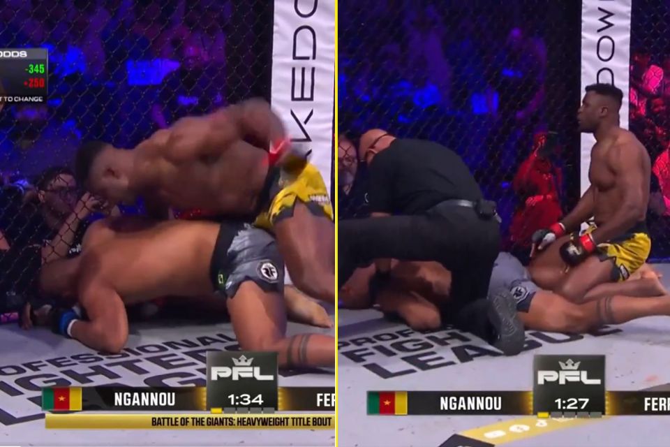 You are currently viewing Francis Ngannou flattens Renan Ferreira with brutal first-round KO and breaks down in tears