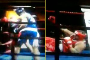 Read more about the article Anthony Joshua flattens opponent with brutal KO in unseen footage of early amateur contest that left rival devastated