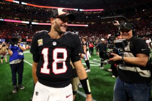 Read more about the article ‘You like that?!’ – Kirk Cousins smashes record then leads Falcons’ wild locker room celebrations after near impossible win over Buccaneers