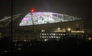 Read more about the article Tampa Bay Buccaneers stadium severely flooded and Rays’ roof ripped off as sport feels force with Hurricane Milton bearing teeth in shocking footage