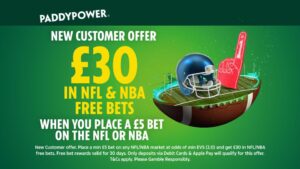 Read more about the article NFL betting offer: Get £30 in free bets with Paddy Power + two special bet builders