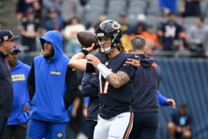 Read more about the article ‘Both our arms are too valuable’ – Inside the Chicago Bears quarterback room with Tyson Bagent but there is one line he won’t cross with Caleb Williams