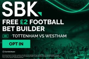 Read more about the article Tottenham v West Ham betting offer: Get a FREE £2 Bet Builder with SBK