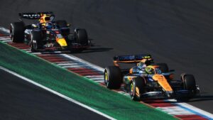 Read more about the article Norris penalised for Verstappen pass as Leclerc wins US GP