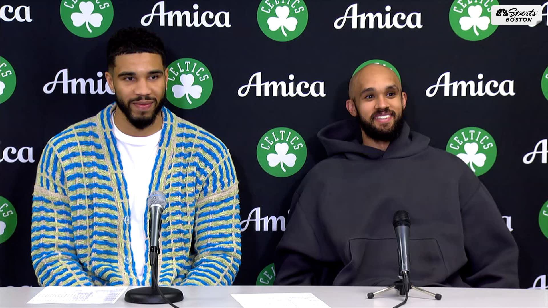 You are currently viewing Tatum, White share hilarious podium exchange after win over Pistons