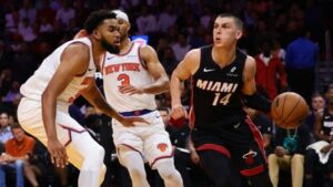 Read more about the article Clutch shooting, Karl-Anthony Towns’ eruption push Knicks to win over Heat