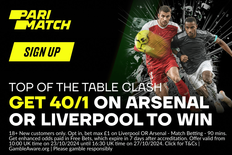 You are currently viewing Arsenal v Liverpool betting offer: Pick Your Winner at 40/1 with Parimatch