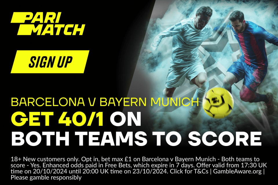 You are currently viewing Barcelona v Bayern Munich betting offer: Get 40/1 on both teams to score with Parimatch