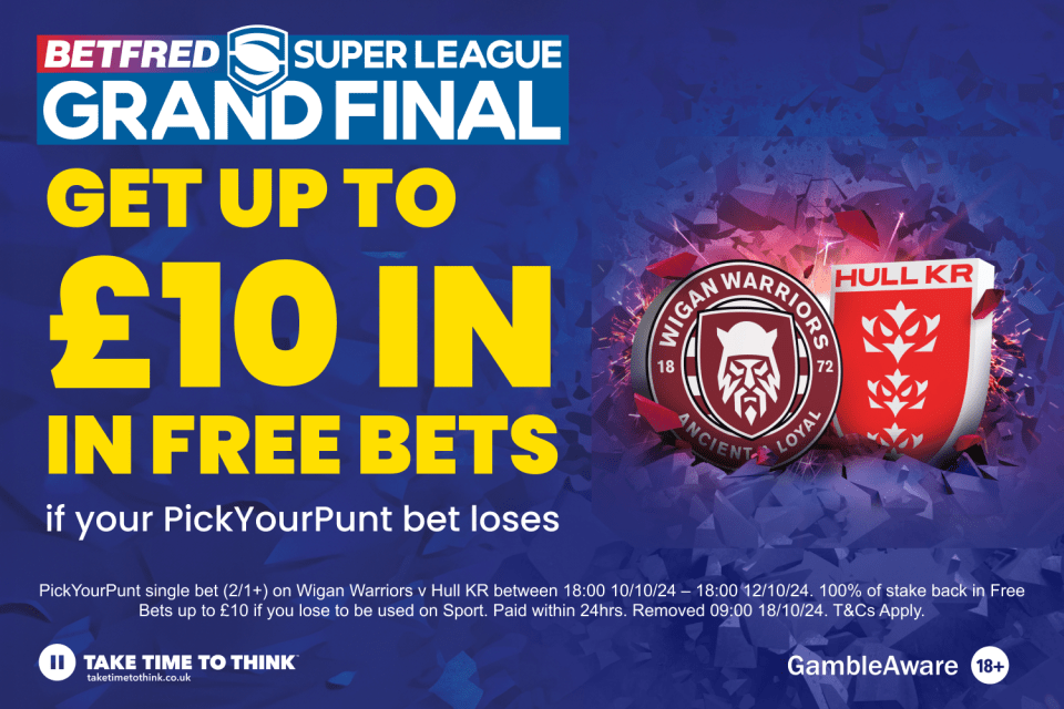 You are currently viewing Super League Grand Final betting offer: Place a PickYourPunt bet with Betfred on Wigan Warriors v Hull KR and get 100% of your stake back in Free Bets if it loses