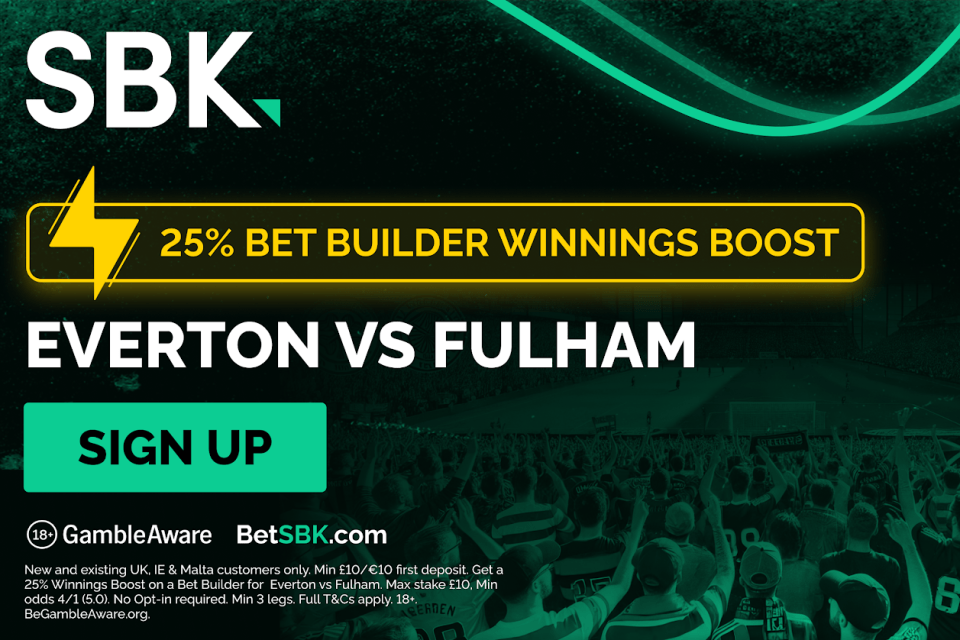 You are currently viewing Everton v Fulham boost: Get a 25% bonus on bet builders with SBK