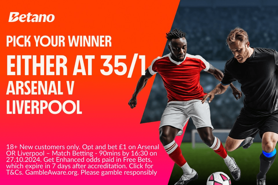 You are currently viewing Arsenal v Liverpool betting offer: Pick Your Winner at 35/1 with Betano