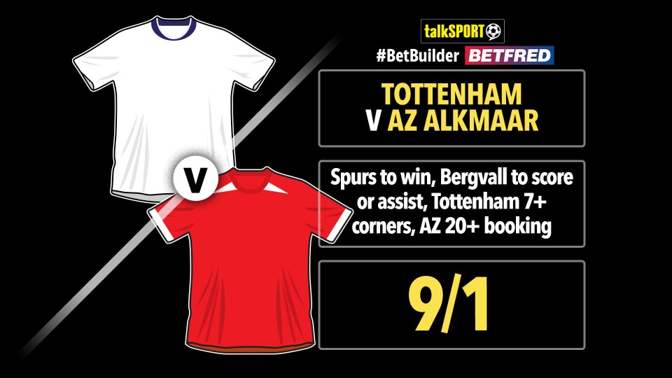 Read more about the article Tottenham vs AZ Alkmaar Bet Builder: Get talkSPORT’s 9/1 tip on Betfred