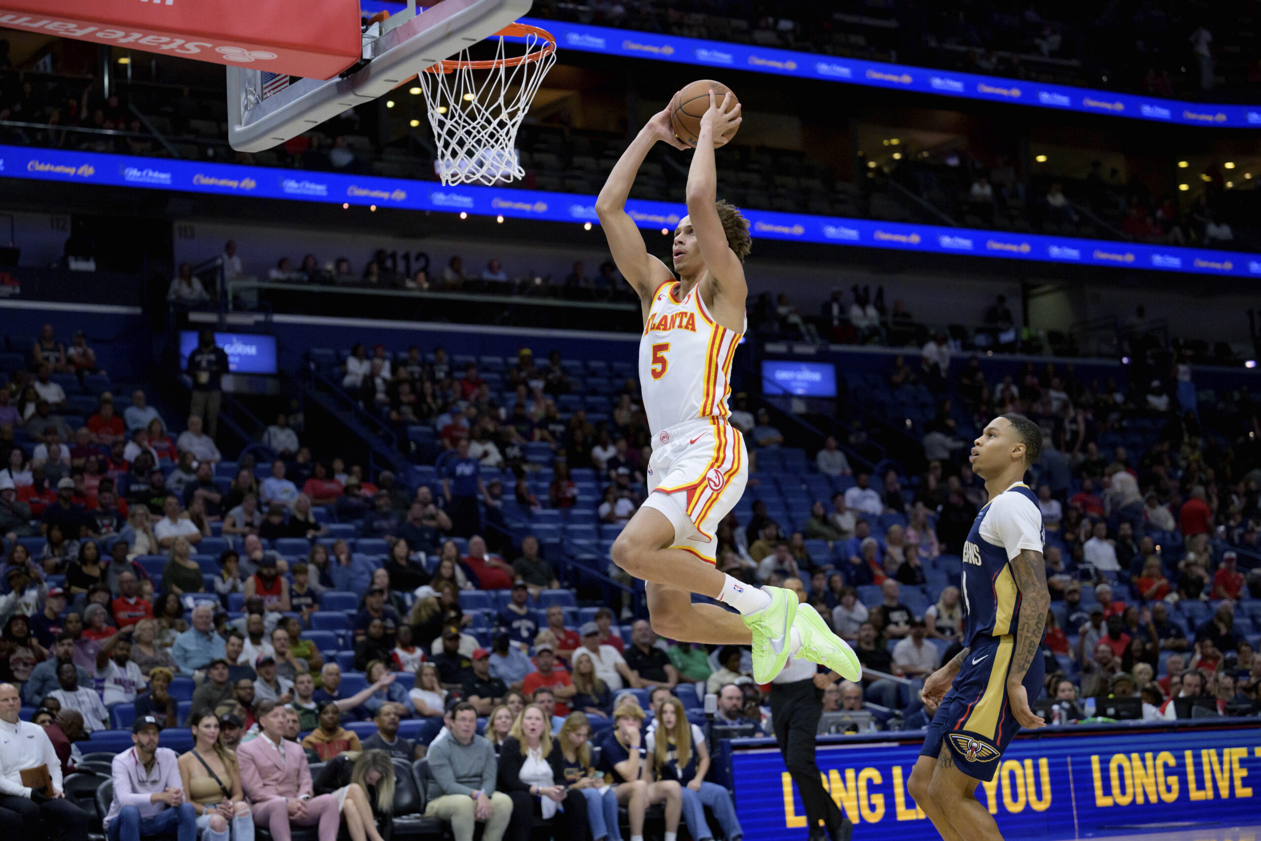 You are currently viewing Hawks guard Dyson Daniels denies making gun gesture toward Pelicans after hitting 3-pointer in win