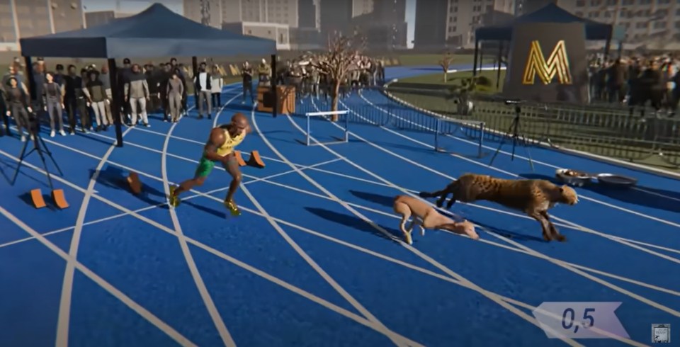 You are currently viewing Bizarre 3D Usain Bolt simulation shows wild race with cheetah, dog… and cat