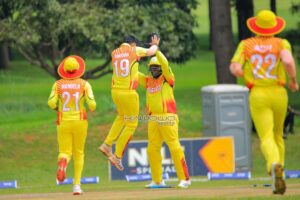 Read more about the article PHOTOS: Cricket Cranes pick seven-wicket win over Singapore in Challenge League B opener