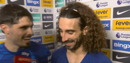 You are currently viewing Marc Cucurella grins at Chelsea teammate’s joke on how he stopped Bukayo Saka