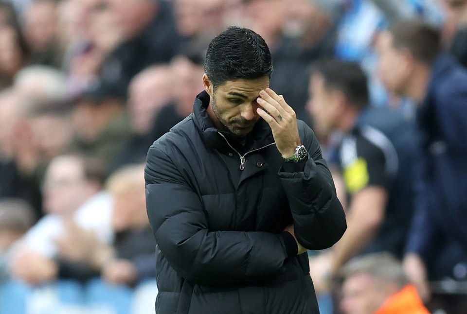 Read more about the article Mikel Arteta cut visibly frustrated figure during damaging Newcastle defeat as he watched Arsenal title hopes fade