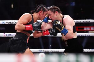 Read more about the article Fans boo Katie Taylor after win over Amanda Serrano who suffers horror cut in incredible fight