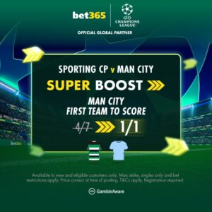 Read more about the article Sporting v Manchester City odds boost: Get EVENS on Man City to score first with bet365