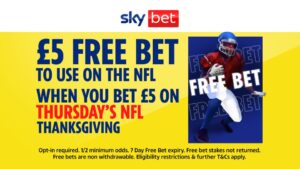 Read more about the article NFL Thanksgiving Thursday betting offer: Bet £5 and get a £5 free bet with Sky Bet