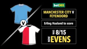 Read more about the article Manchester City v Feyenoord odds boost: Get EVENS on Haaland to score with bet365