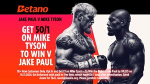 Read more about the article Jake Paul v Mike Tyson betting offer: Get 50/1 on Tyson to win with Betano