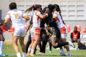 Read more about the article PHOTOS: Uganda outmuscle physical Tunisia, progress to Africa 7s Semi