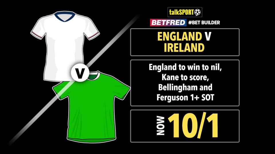 Read more about the article England vs Ireland 10/1 bet builder: Get talkSPORT’s Nations League tip on Betfred