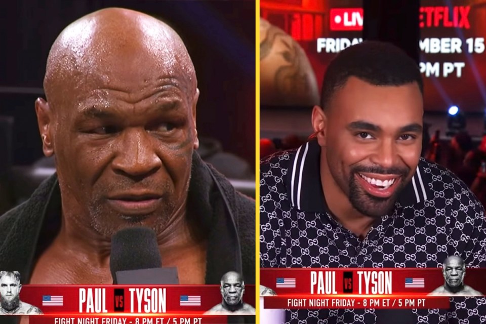 You are currently viewing ‘They’ve gotta watch it’ – Mike Tyson gives funny warning to his own children while his son watches on at public workout for Jake Paul fight