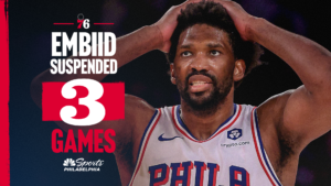 Read more about the article Joel Embiid suspended 3 games for shoving columnist in locker room