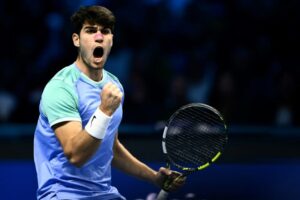 Read more about the article Alcaraz beats Rublev to open ATP Finals account, Ruud misses last four chance