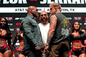 Read more about the article ‘This is Hollywood’ – Mike Tyson vs Jake Paul only ends one way as former rival makes prediction