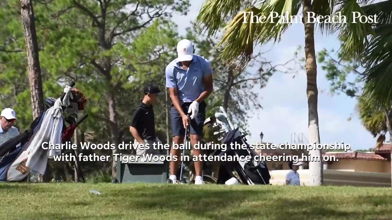 You are currently viewing WATCH: Charlie Woods tees off at state golf championship with support from Tiger Woods