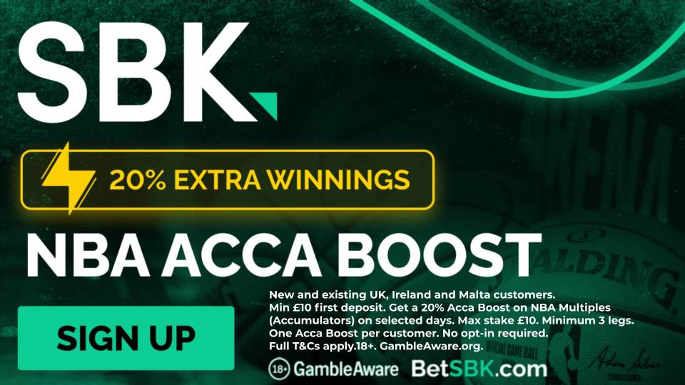 You are currently viewing SBK NBA Daily Acca boost: Get a 20% boost on NBA Multiples