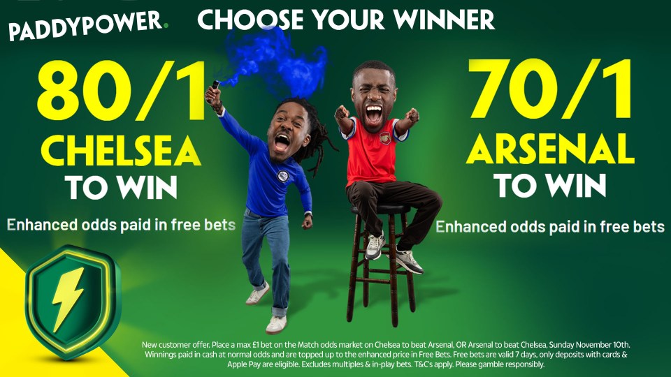 You are currently viewing Chelsea vs Arsenal betting offer: Get 80/1 or 70/1 to win on Paddy Power